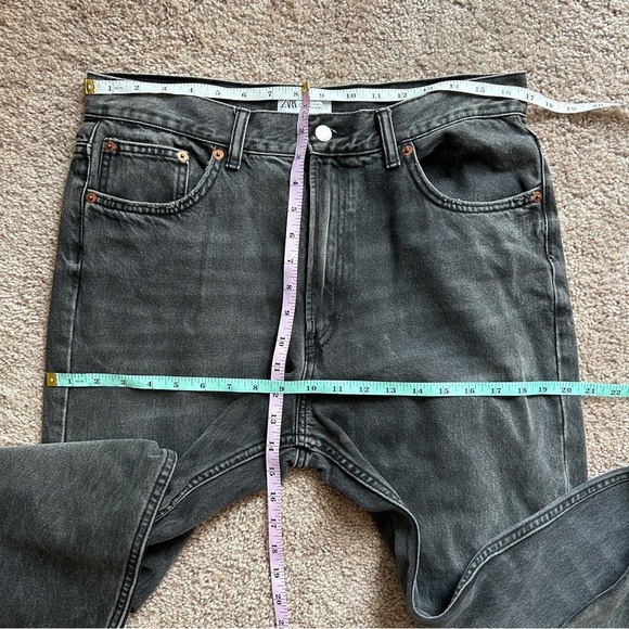 Zara Low Rise Straight Leg Black Denim Jeans Size 12 - Picture 9 of 12
